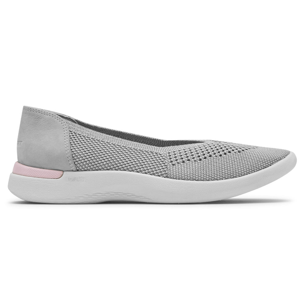 Zapatos Bajos Rockport Mujer Mexico - Truflex Fly Knit Ballet Grises - LBPWY4853